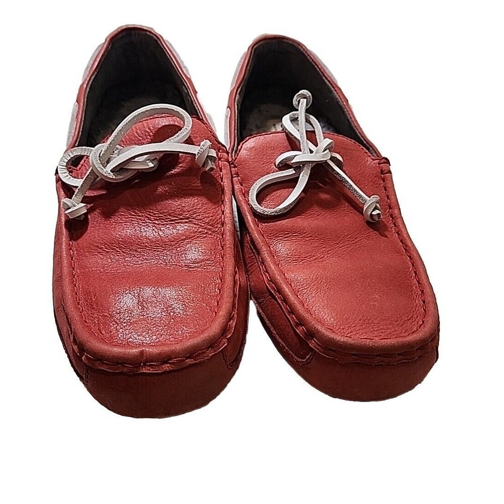 UGG Shoes Sneakers Boater Beach Moc Leather 1101501-RED Mens 8.5 Womens 10 $152